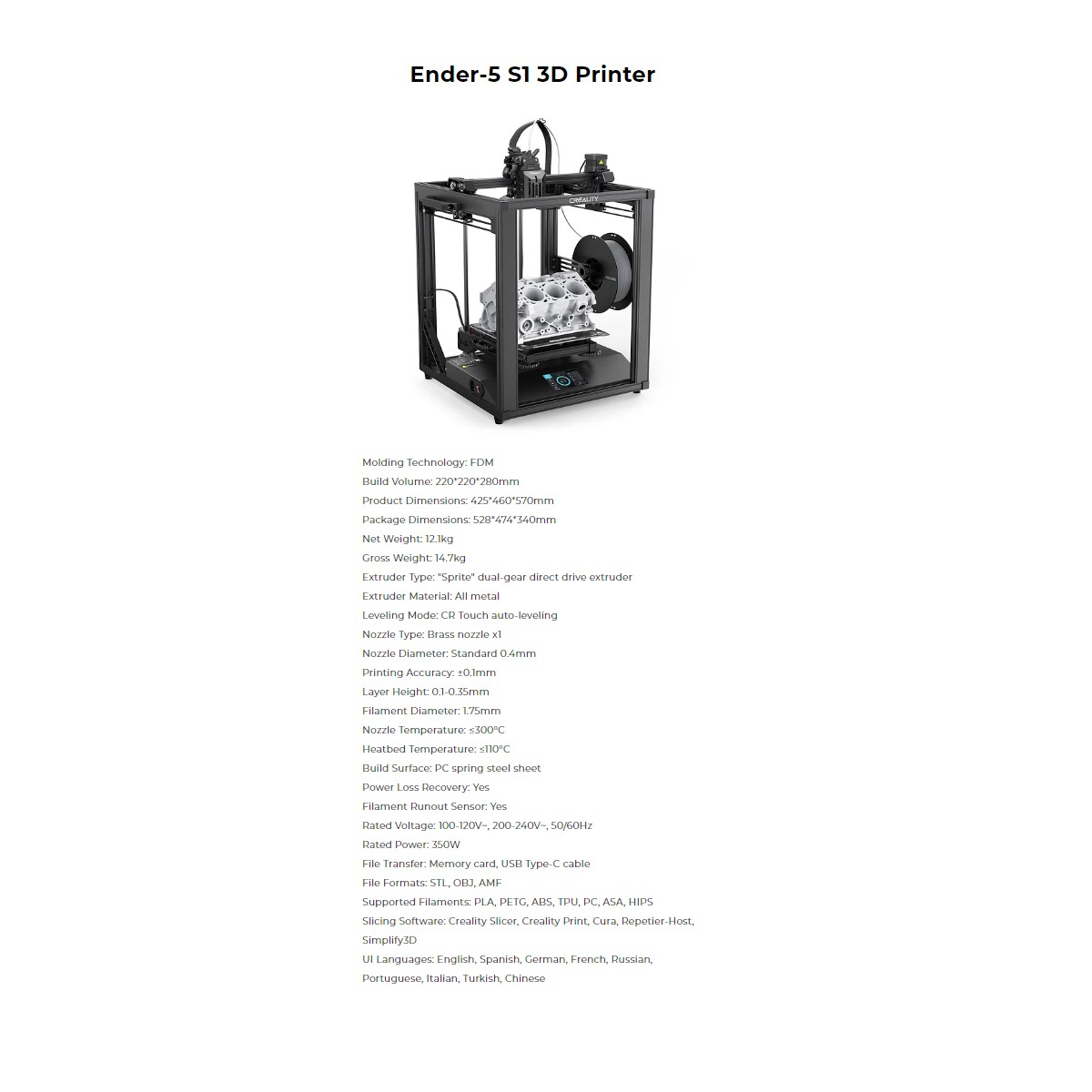 پرینتر سه بعدی کریلیتی مدل Ender-5 S1 برند Creality